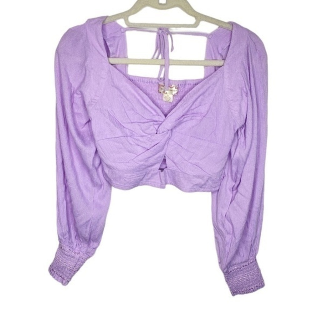 Anthropologie BOG Purple Long Sleeve Crop Top Size XS New With Tags